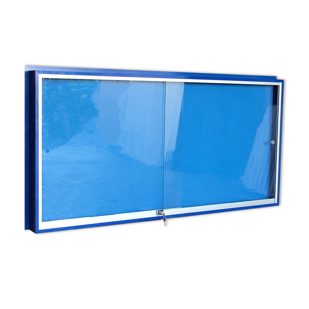 OUTDOOR LOCKABLE NOTICEBOARD CABINET with sliding glass doors image 0